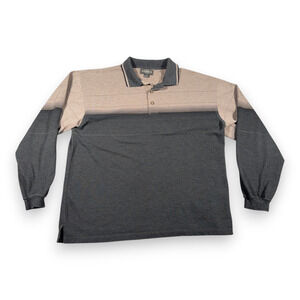 Vintage Knights Sportswear Polo Shirt Adult LARGE Gray Brown Striped Preppy 90s